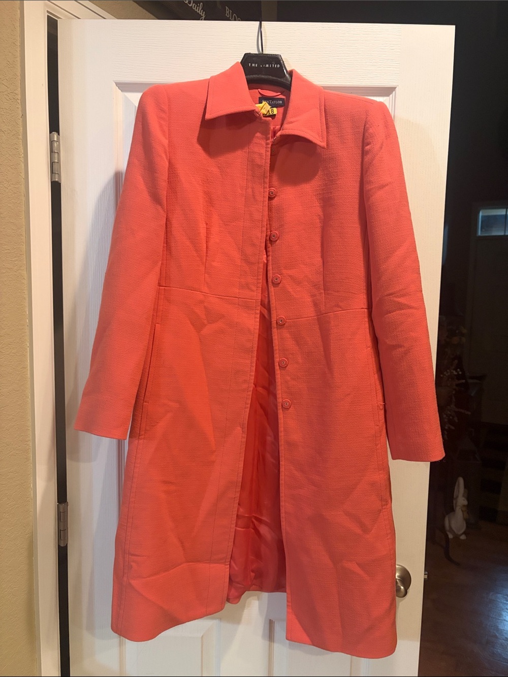 Ann Taylor Coral Button-Front Trench Coat